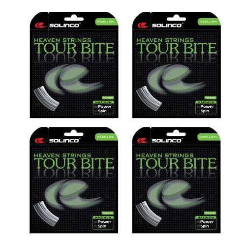 Solinco Tour Bite Tennis String - 4 Packs (Silver, 17g)
