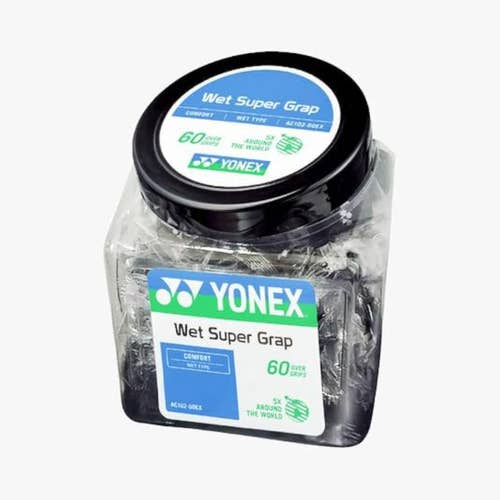 YONEX Wet Super GRAP Tennis Racquet Overgrip (Black) – 60-Pack