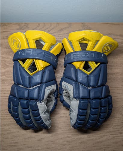 MICHIGAN TEAM ISSUED Maverik Max Lacrosse Gloves (Used)