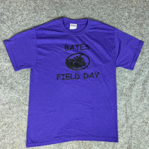 Bates Bobcats Mens Shirt Medium Purple Black Short Sleeve Tee NCAA Track Field A