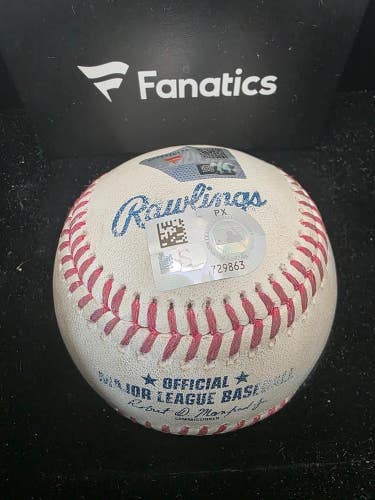 Cubs Pete Crow-Armstrong Game Used RBI DOUBLE Baseball 8-12-26 vs Nationals COA