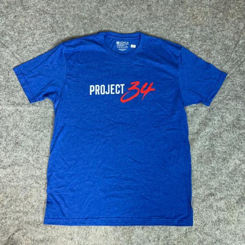 Novus Men Shirt Large Blue Red Short Sleeve Tee Graphic Sports Casual Project 34