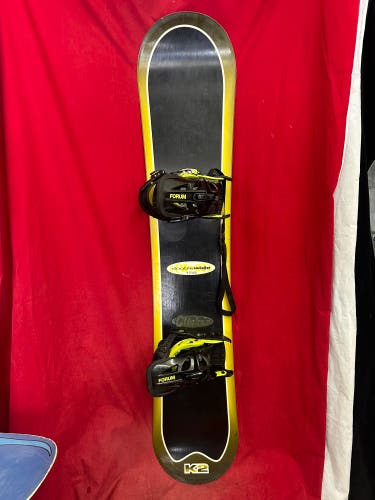 K2 double wide all mountain directional twin 158cm snowboard, forum bindings size medium