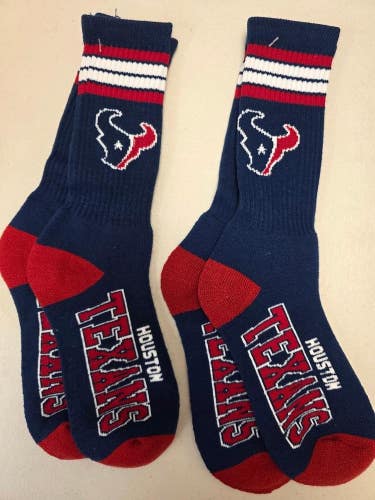 ST3 Mens NFL HOUSTON TEXANS Lot of 2 Crew Socks LARGE 8-13 NEW