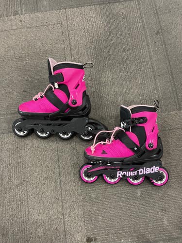 Used Rollerblade MICROBLADE ADJ 2-5 Junior Rec Fitness Skates Pink Adjustable 11614-S000244086