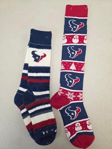 ST11 Mens NFL HOUSTON TEXANS Lot of 2 Crew Socks MEDIUM 5-10 NEW