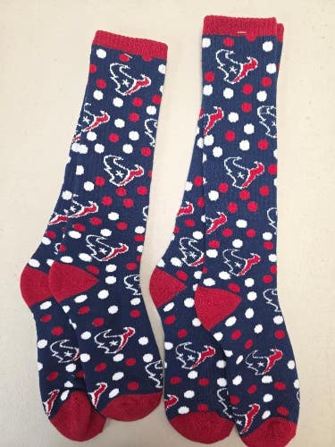 ST21 Mens NFL HOUSTON TEXANS Lot of 2 Crew Socks MEDIUM 5-10 NEW