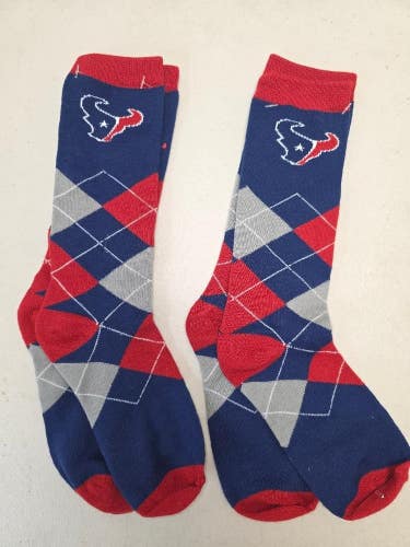ST25 Mens NFL HOUSTON TEXANS Lot of 2 Crew Socks MEDIUM 5-10 NEW