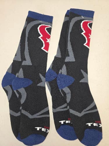 ST28 Mens NFL HOUSTON TEXANS Lot of 2 Crew Socks LARGE 8-13 NEW