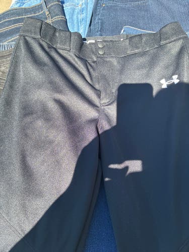 Black Men's Medium Youth Under Armour Game Pants (Used)