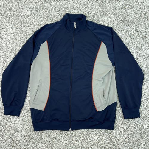 Nike Jacket Mens 2XL Navy Blue Gray Full Zip Track Athletic Swoosh Silver Tag