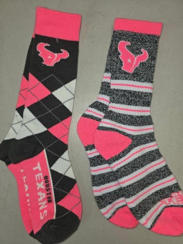 ST36 Mens NFL HOUSTON TEXANS Lot of 2 Crew Socks MEDIUM 5-10 NEW