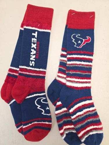 ST42 Mens NFL HOUSTON TEXANS Lot of 2 Crew Socks MEDIUM 5-10 NEW