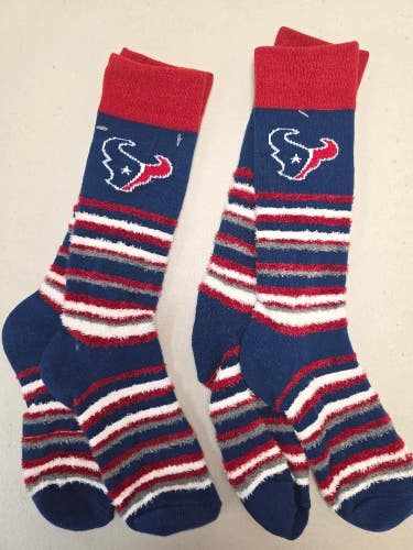 ST44 Mens NFL HOUSTON TEXANS Lot of 2 Crew Socks MEDIUM 5-10 NEW