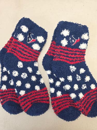 ST45 Mens NFL HOUSTON TEXANS Lot of 2 Crew Socks MEDIUM 5-10 NEW
