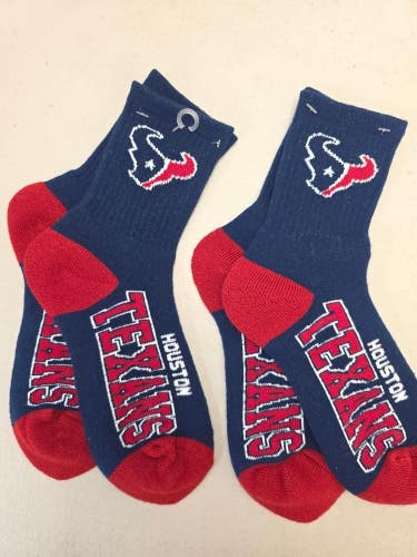 ST48 Mens NFL HOUSTON TEXANS Lot of 2 Crew Socks MEDIUM 5-10 NEW
