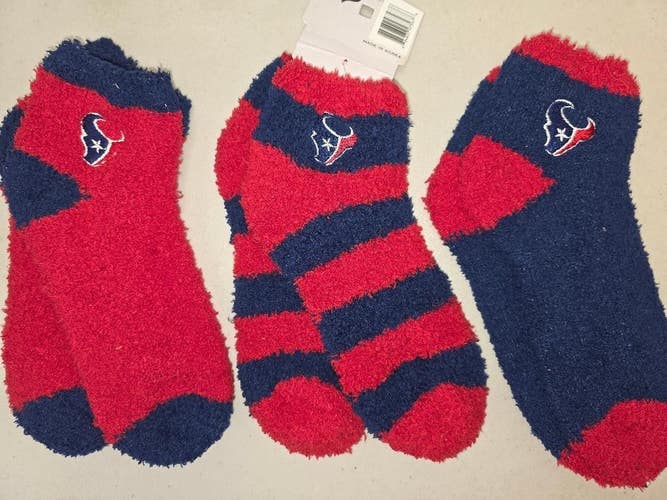 ST58 Mens NFL HOUSTON TEXANS Lot of 3 Crew Socks MEDIUM 5-10 NEW