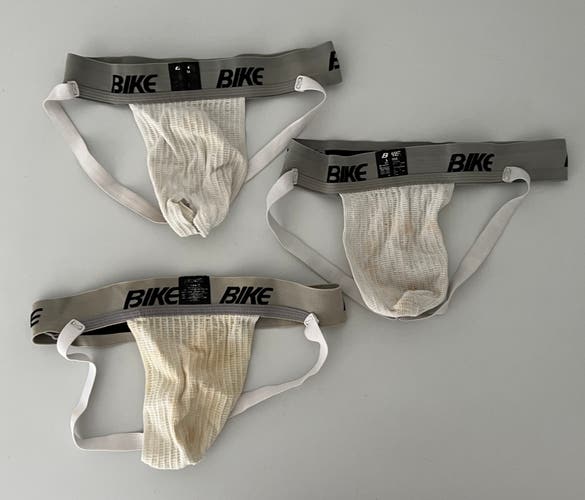 (Used) Lot of 3 Bike jockstraps jock strap athletic supporter LARGE