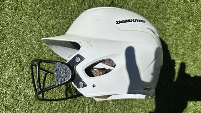 White DeMarini WTD Batting Helmet (Used) 6.5