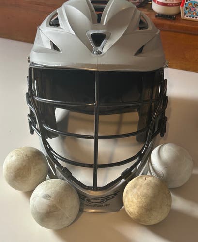 Gray Adult Cascade R Helmet (Used) Black Mask with 4 balls