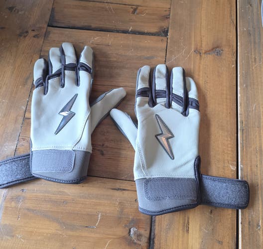 Bruce Bolt - Grey Series Premium Pro Short Cuff Batting Gloves (New) - Adult Medium