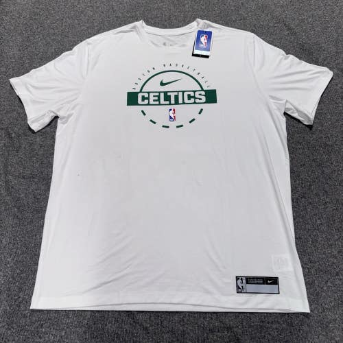 Boston Celtics NBA Nike Dri Fit Team Issued White Short Sleeve Shirt Sz XXL Tall
