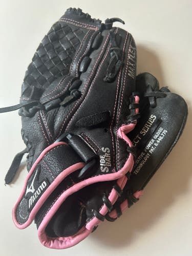Used 11” Mizuno Finch Black/Pink RH Throw Softball Glove