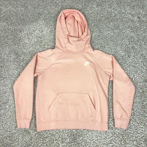 Nike Hoodie Mens Medium Pink Fleece Pullover Sweatshirt Logo Club Sportswear Top