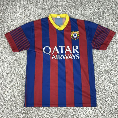 FC Barcelona Jersey Mens Small Blue Soccer Lionel Messi 10 Qatar Airways La Liga