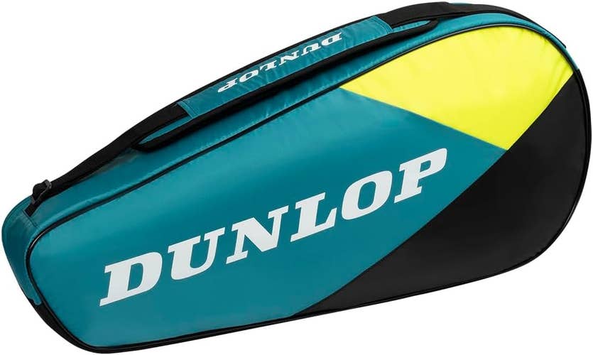 Dunlop Sports SX Club 3-Racket Tennis Bag, Black/Yellow/Teal