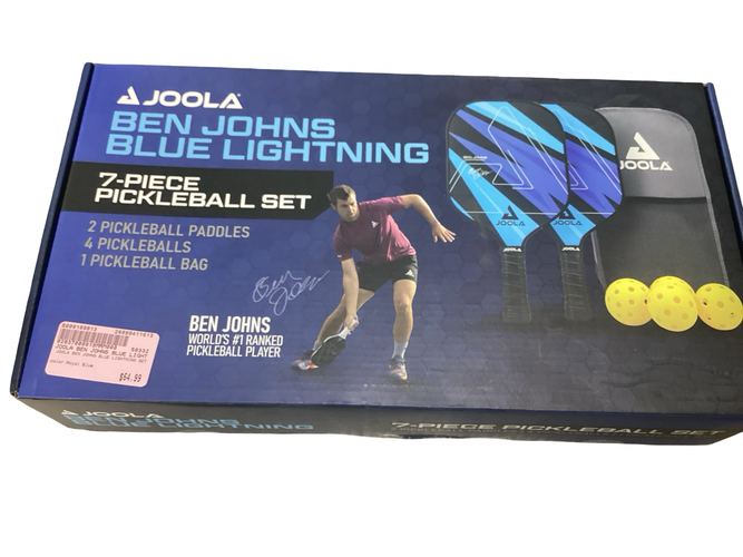 Used JOOLA BEN JOHNS BLUE LIGHTNING SET Pickleball Racquet Royal Blue 11613-S000189813