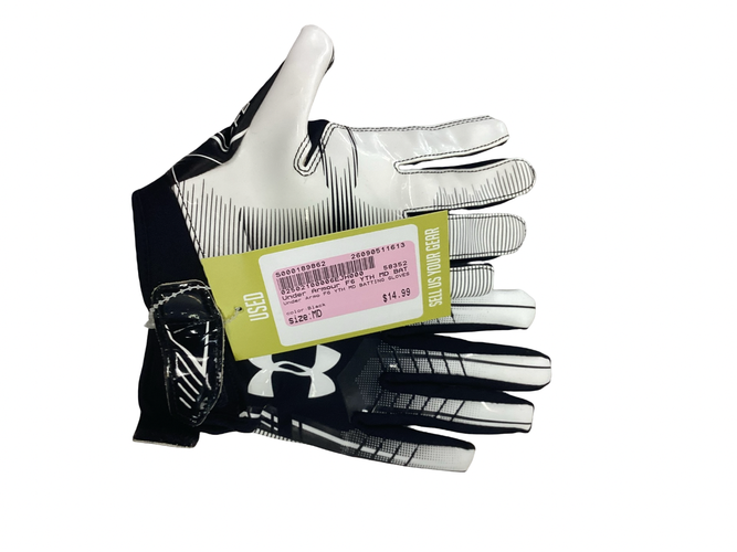 Used Under Armour F6 YTH MD BATTING GLOVES BB/SB Batting Gloves Black MD 11613-S000189862