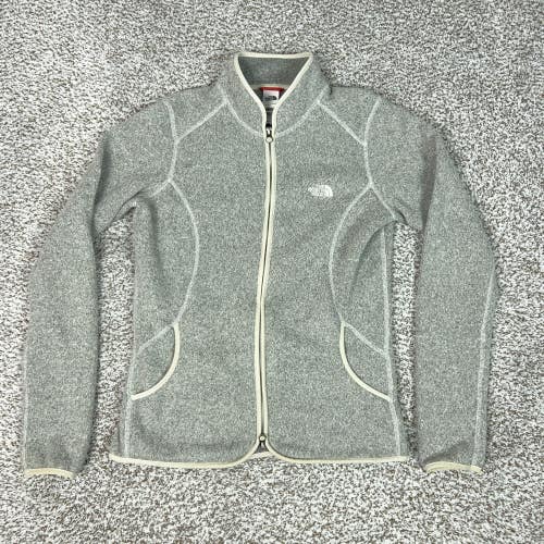 North Face Jacket Womens Medium Gray Full Zip Sweater Fleece Thumbholes Outdoor