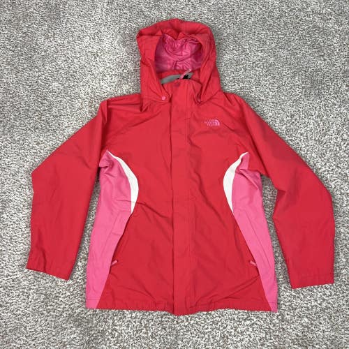 North Face Jacket Girls XL Red Pink HyVent Hooded Ski Snow Coat Outdoor Hiking