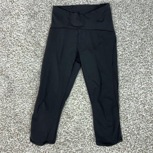 Lululemon Pants Womens 4 Black High Rise Train Times Crop Leggings Yoga Gym Logo