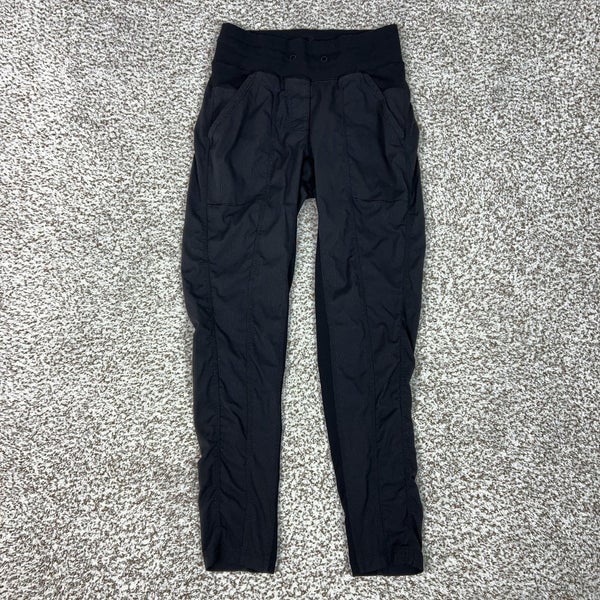Lululemon Pants Womens 2 Black Woven Jogger Elastic Waist Pockets Gym Workout