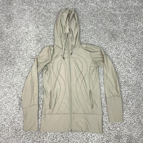 Lululemon Jacket Womens 6 Beige Hooded Full Zip Lightweight Thumbholes Pockets