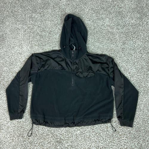 Athleta Jacket Womens Medium Black Hooded Half Zip Fleece Windbreaker Hiking