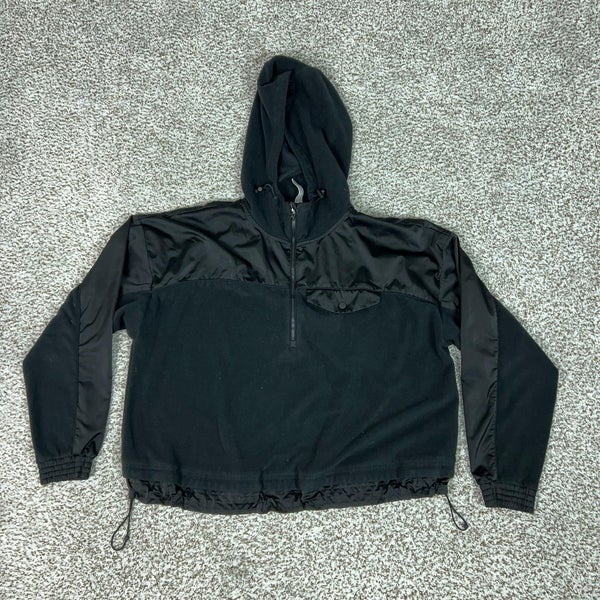Athleta Jacket Womens Medium Black Hooded Half Zip Fleece Windbreaker Hiking
