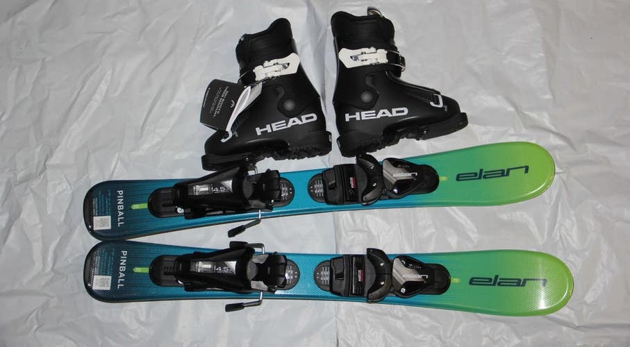 NEW ELAN 2027 pinball 70cm kids skis set + HEAD J1 ski boots 15.5 mondo /US 8