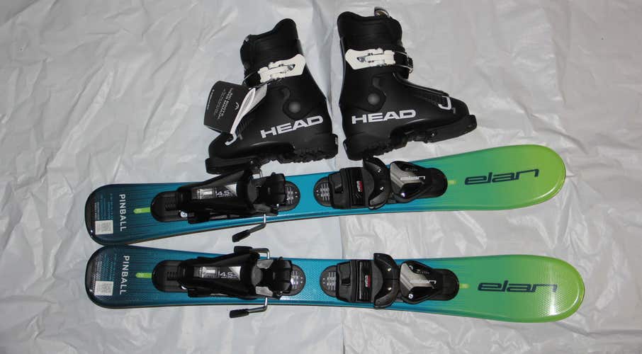 NEW ELAN 2027 pinball 70cm kids skis set bindings+ HEAD J1 ski boots 15.5 mondo /US 8