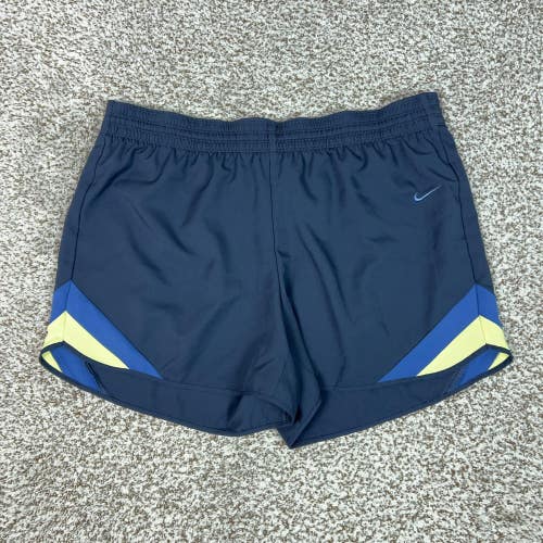 Nike Shorts Womens XL Blue Dri-FIT Running Athletic Gym Colorblock Training Logo