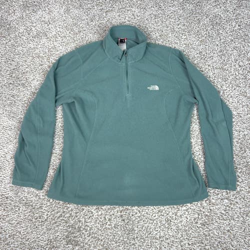 The North Face Sweater Womens XL Green Fleece Quarter Zip Mock Neck Pullover