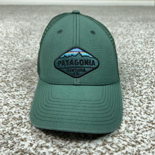 Patagonia Hat Cap Snap Back Mens One Size Green Trucker Mesh Logo Ventura CA