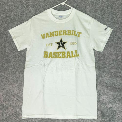 Vanderbilt Commodores Mens T Shirt Small White Gold NCAA Baseball Graphic Cotton