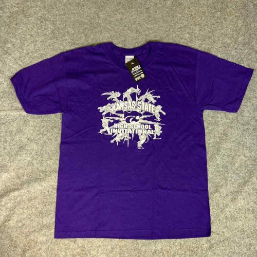 Kansas State Wildcats Mens Shirt Large Purple Short Sleeve Tee NCAA Football NWT