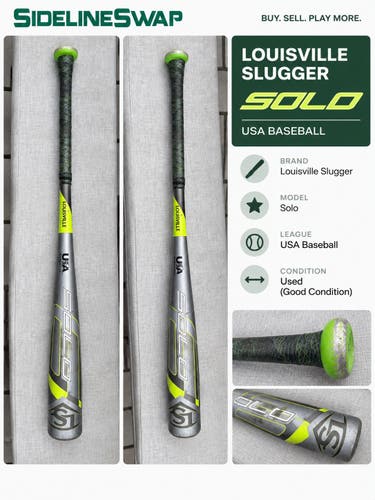 2020 Louisville Slugger Solo Alloy USABat Certified Bat (-11) 18 oz 29" (Used)