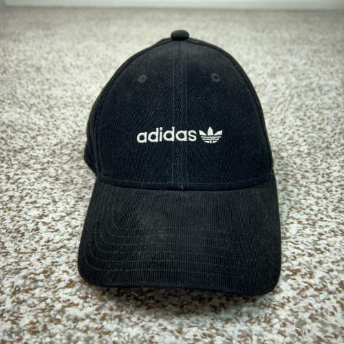Adidas Hat Cap Snap Back Mens One Size Black Trefoil Embroidered Dad Corduroy