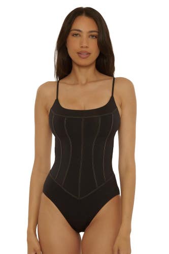 Becca by Rebecca Virtue Color Code Corset Swimsuit Women's Small Black GBO3594