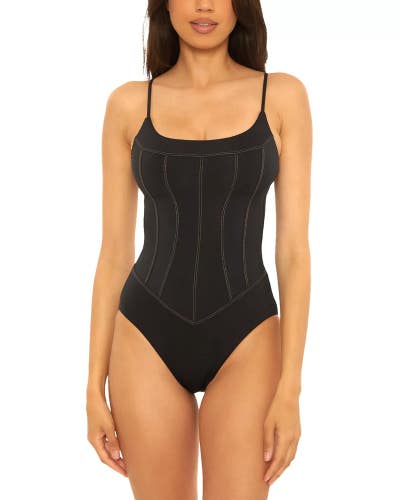 Becca by Rebecca Virtue Color Code Corset Swimsuit Women's Medium Black GBO3721